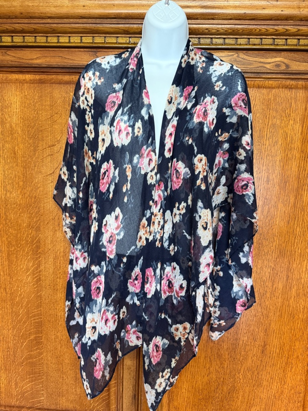 Navy Floral Sheer Kimono Top - Scarf- Wrap Women